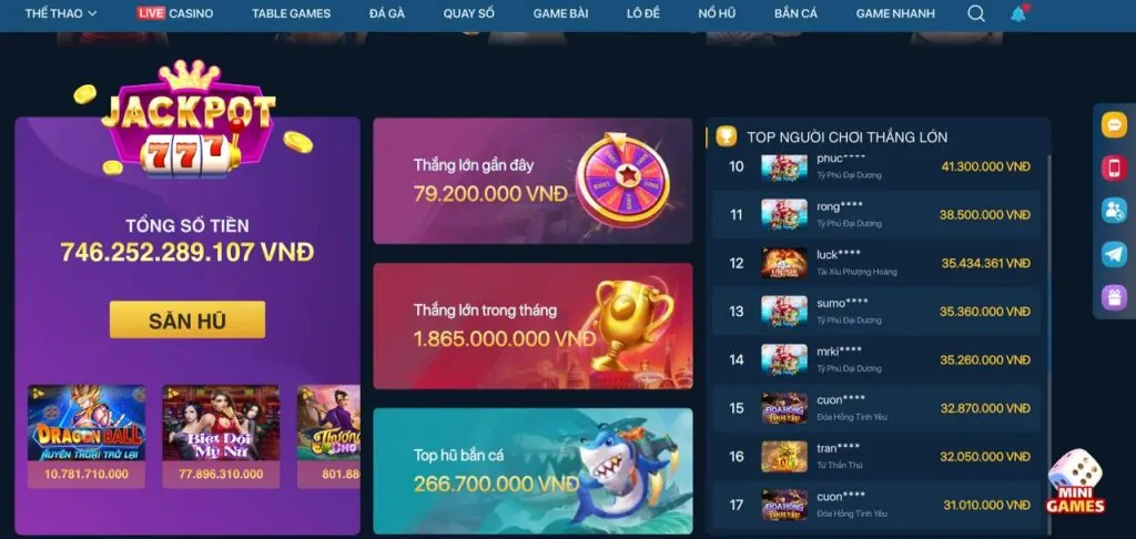 Máy đánh bạc (Slot Games) đa dạng